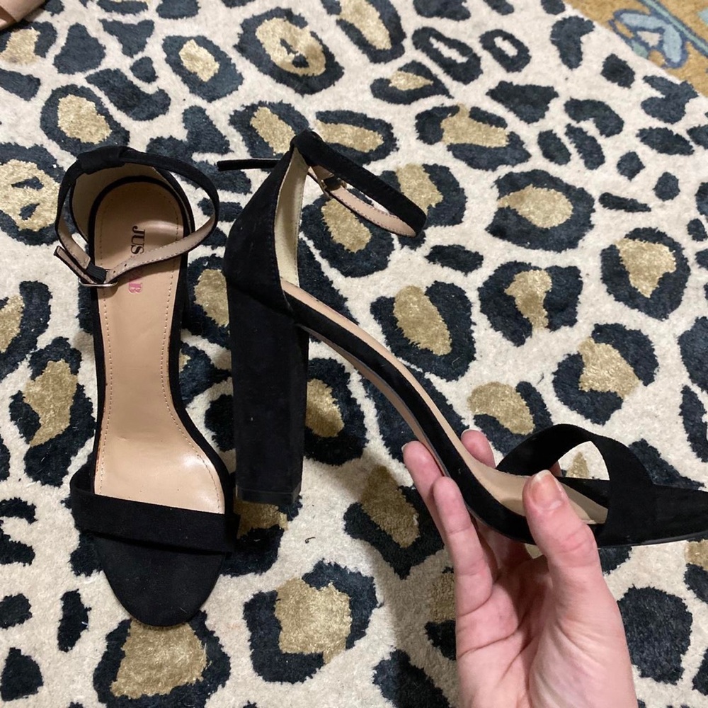 Classic Black Suede Heel Sandal Size 9